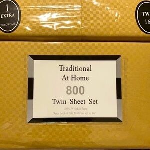 Traditional At Home 4pc Twin Sheet Set golden Sunflower checkerboard embossed